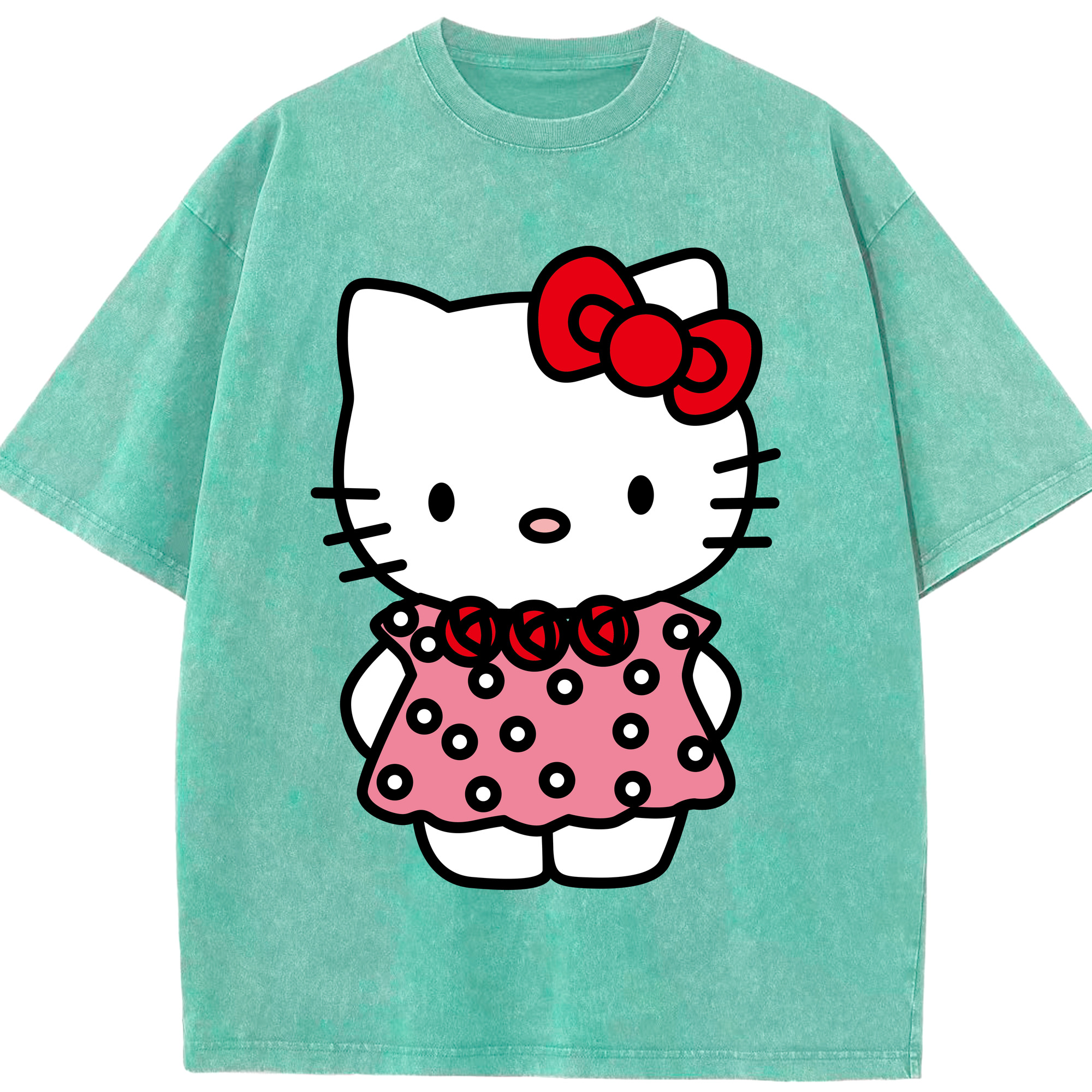 （画像用） Hello Kitty ハローキティ 綿100% ヴィンテージ風 半袖Tシャツ（フロントプリント）